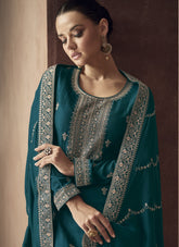 Premium Silk Salwar Suit in Rama